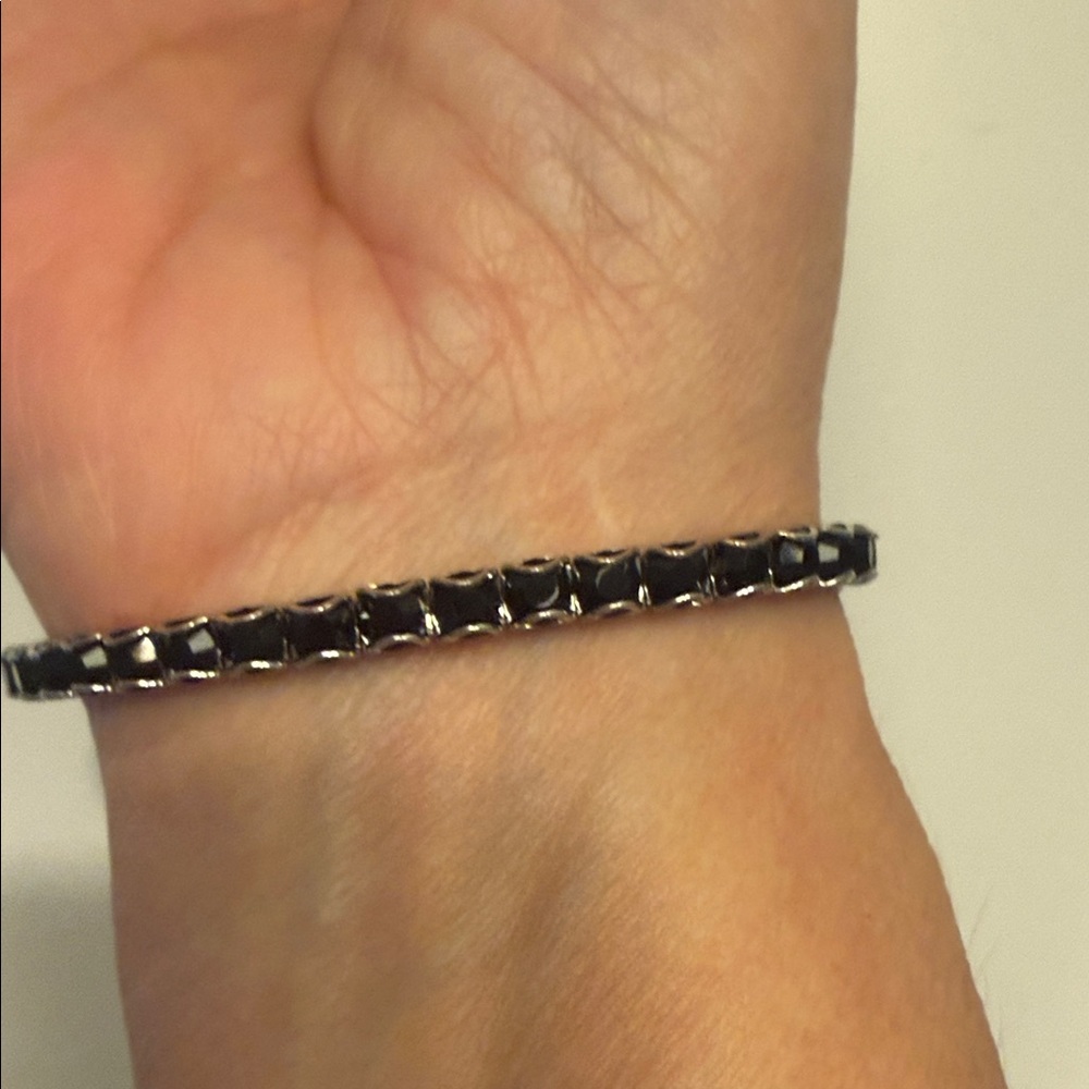 Touchstone Crystal Black and Silver Stretch Bracelet